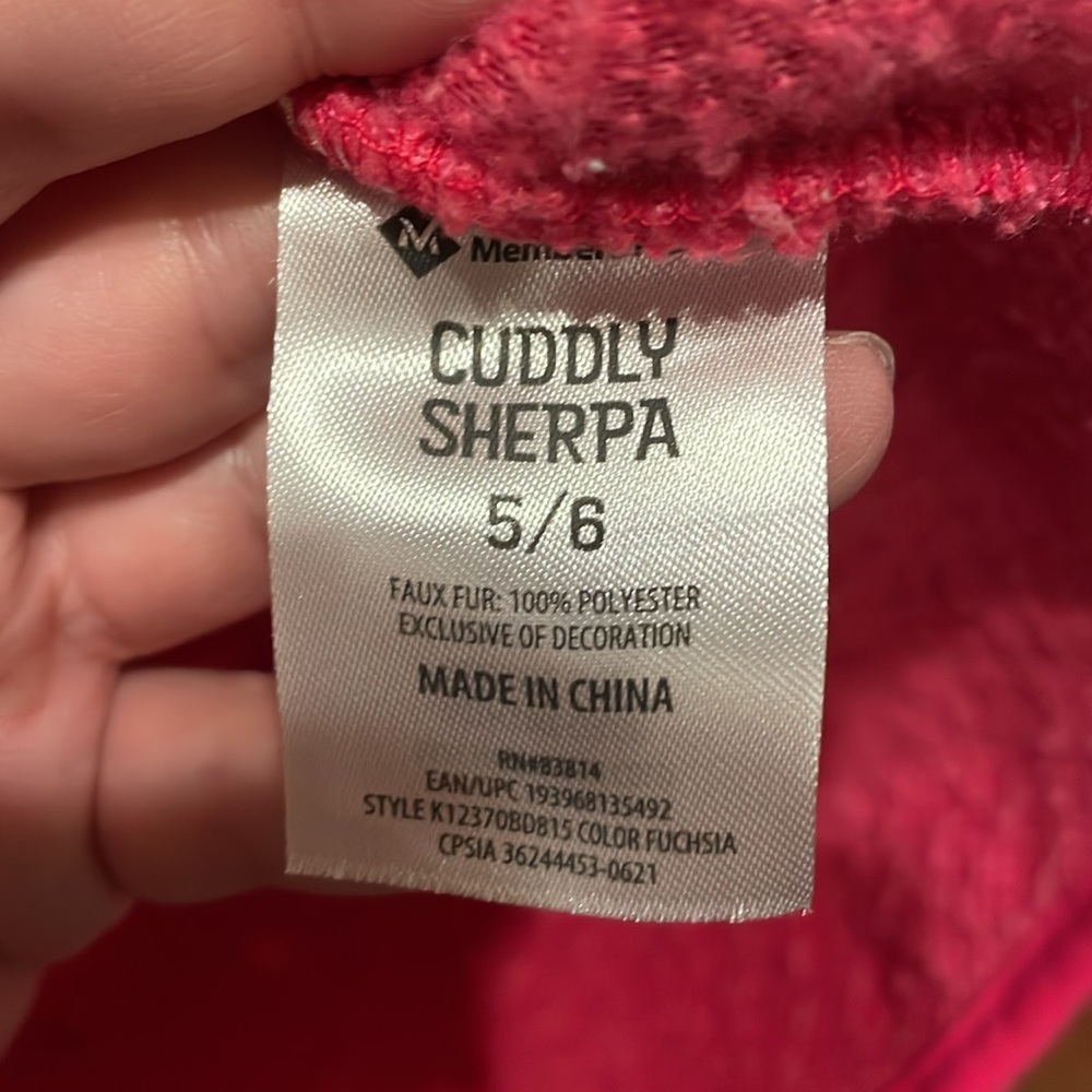 MEMBERS MARK UGC Girls Size 5/6 Pink snap up Soft Sherpa jacket pockets cozy - Picture 7 of 14
